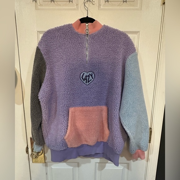 Lazy Oaf Pastel Panel Color Block Fleece Size M - Picture 2 of 9